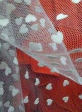 白色 韩国桃心网 蕾丝网纱布料 面料时装连衣裙服装蚊帐网布窗帘