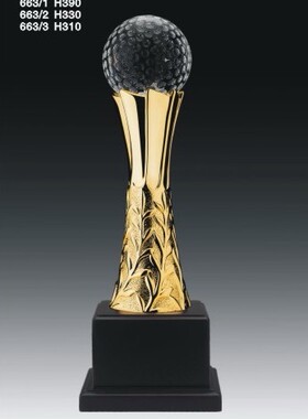 高尔夫球比赛净杆总杆羽毛球金属奖杯制作定做水晶足球篮球 31CM