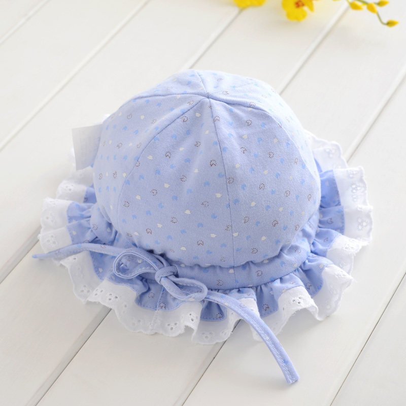 盛哲卡宝宝帽子春秋婴儿太阳帽子女纯棉春季1-2岁遮阳花边新生儿