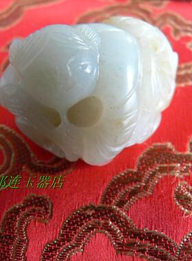 和田籽料白玉荷花童子把件