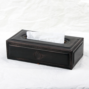 皮革 品地 古典复古纸巾盒 创意家居面巾纸盒 抽纸盒 仿古纸抽盒