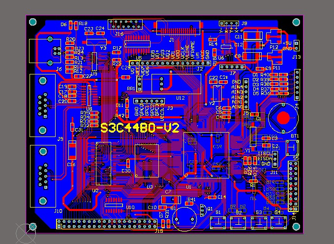 S3C44B0开发板原理图pcb ARM7开发板pcb 44b0 板带RTL8019 SDRAM