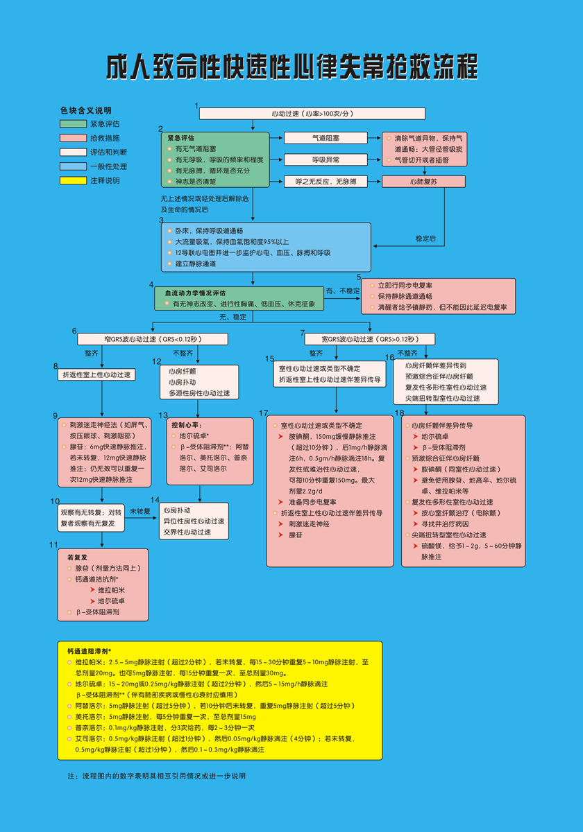 海报印制102抢救流程展板20成人致命性快速性心律失常抢救流程