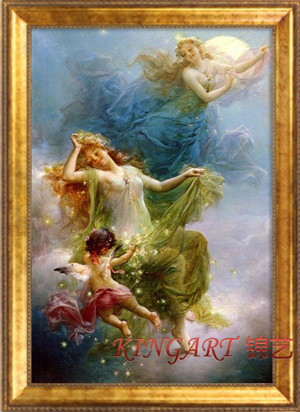 油画 手绘欧式美式挂画卧室酒店会所别墅挂画人物画天使人物y026