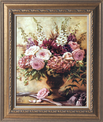 翡冷翠欧式客厅餐厅玄关花卉有框墙面挂画壁画装饰油画 优雅花季图片