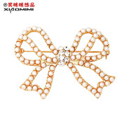 Smiling post genuine Pearl rhinestone bow brooch sweater white diamonds shawl ring pin jewelry