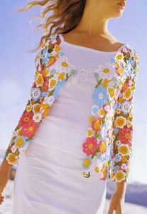 量身定制 彩虹色手工钩织长袖开身女装上衣 针织衫外套 洋装240