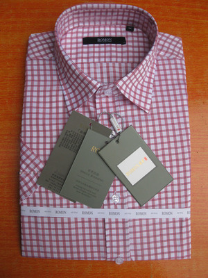 罗蒙免烫条纹男士时尚短袖衬衫