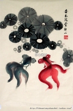 金玉满堂-金鱼国画-茶馆餐厅装饰特价礼品书画作品字画
