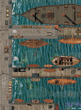 龙与地下城 老港口场景 跑团地图 可擦写棋盘GM角色冒险TRPG道具