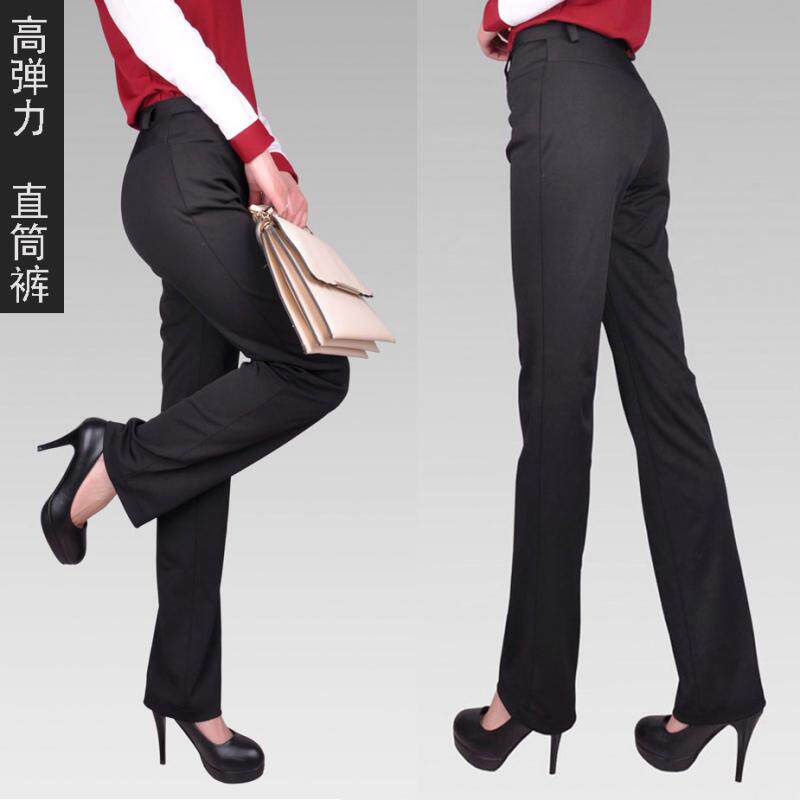 新款弹力加肥加长直筒裤女士西裤长裤子秋冬职业大码高腰女裤