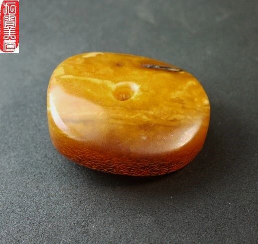 天然琥珀西藏深红皮古董风化纹老蜜蜡大单珠带证书专享特价6