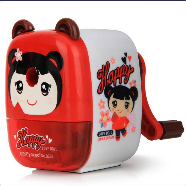 得力0682 丛林小精灵削笔机 可爱粉红铅笔刀 手摇卷笔刀