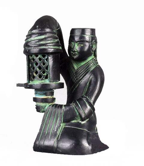 仿古风水青铜器工艺品摆件长信宫灯小号古玩收藏装饰风水镇宅灯罩