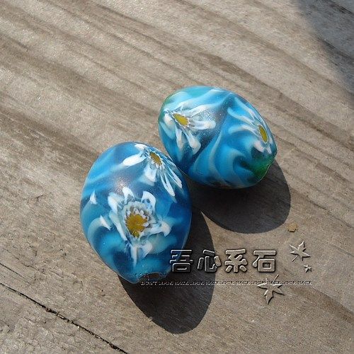 【系石苑】DIY散珠手工百花千花万花老琉璃14*21mm湖南底枣形珠