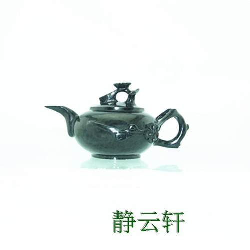 甘肃特色礼品 中国文化 送老外 蛇纹岩玉纯手工 鸳鸯玉梅壶