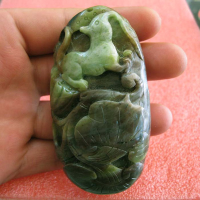 玉如意 南阳独山玉手把玩件巧色绿白曙色南阳独玉手把件富贵如意