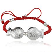 Silver trail month 99 sterling silver bracelet with a red string bracelet anklet SpongeBob DIY bracelet lovers love PISCES 4005