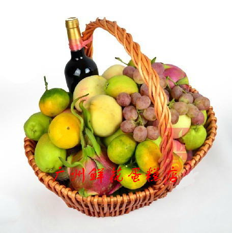 广州荔湾越秀海珠天河白云黄埔区红酒水果礼篮同城速递会议商务