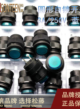 自锁开关按钮开关/R16-503A 圆形16MM 3A/250V绿色(5个)