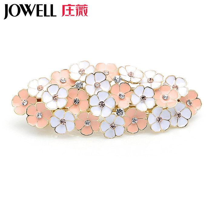 包邮花朵顶夹水钻大号横夹头饰马尾夹弹簧夹韩版发夹发卡发饰123