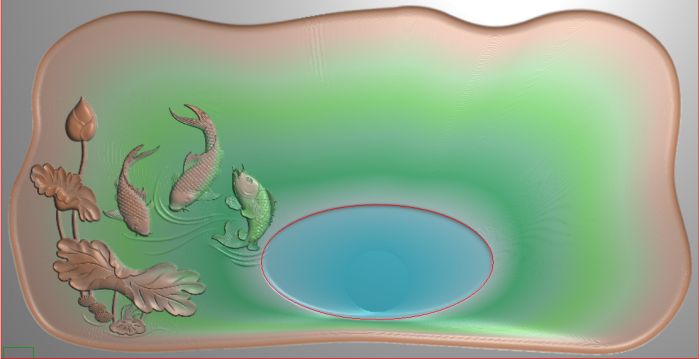 圆雕图三维立体 stl 3d模型精雕图灰度图/三鱼茶盘