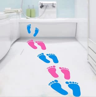 可爱小脚丫 幼儿园装饰脚印墙贴纸 宝宝儿童房地板贴走廊玻璃贴