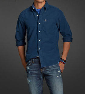Abercrombie&Fitch/AF 男士新款纯色长袖衬衣/衬衫 多色
