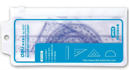 得力-套尺9597学生++量角器直尺