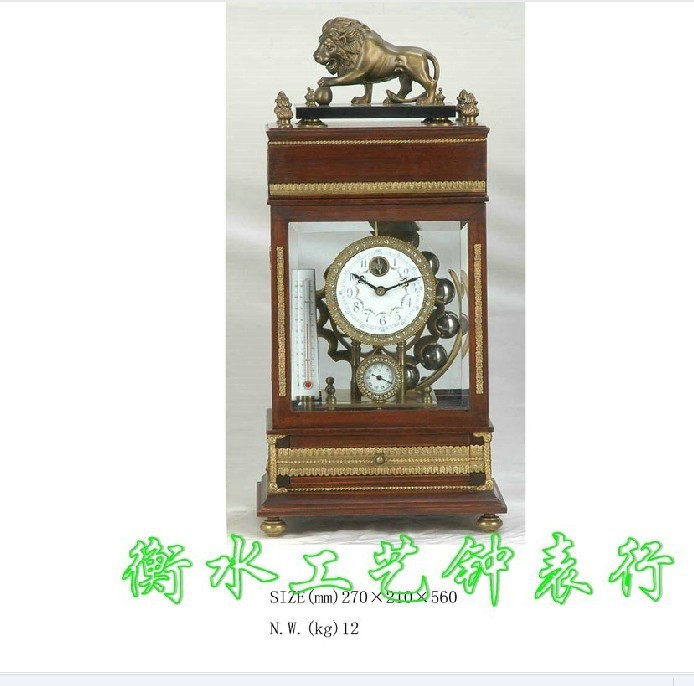 狮子滚球钟木制外壳古典仿古机械欧式西洋座钟别墅样板间