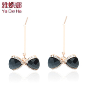 Ya na female Korean sweet candy-colored bow earrings diamond stud earrings ear Jewelry Gifts