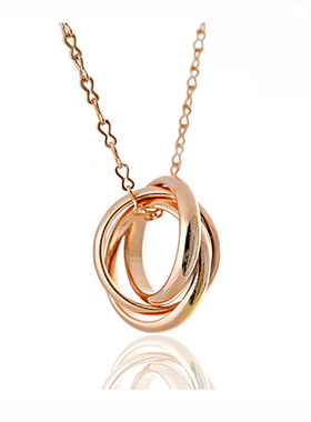 红苹果品牌玫瑰金三环女日韩项链
