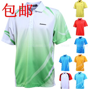 川崎春夏羽毛球服训练男女款短袖上衣T恤速干比赛服运动有领透气