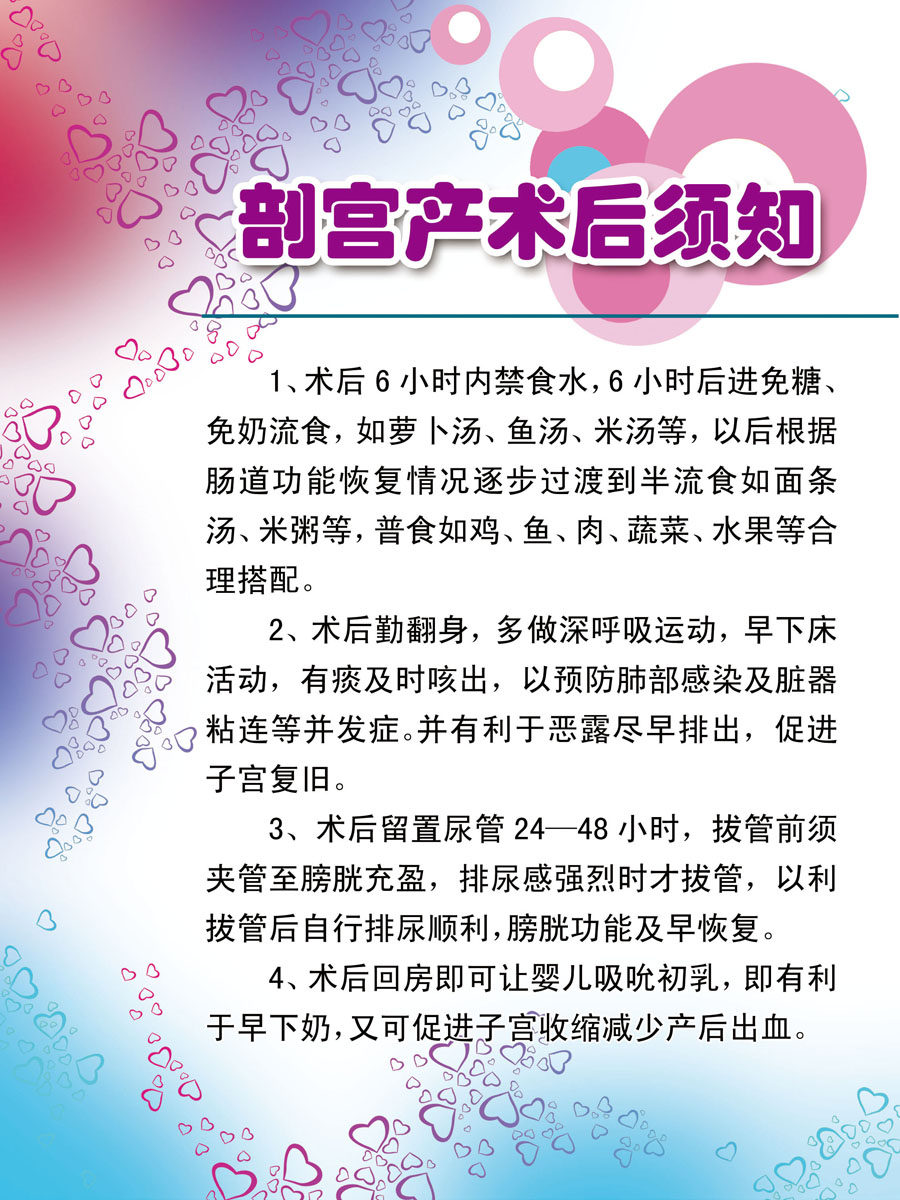 海报印制208海报展板素材(制作)831孕产妇知识-剖宫产术后须知