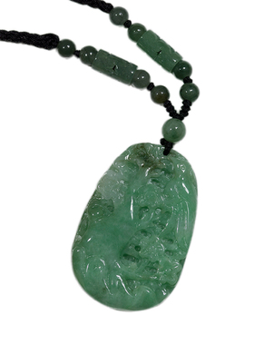 钰达翡翠喜上眉梢项坠 喜鹊梅枝玉挂件 翡翠A货玉石淡绿吊坠 bca