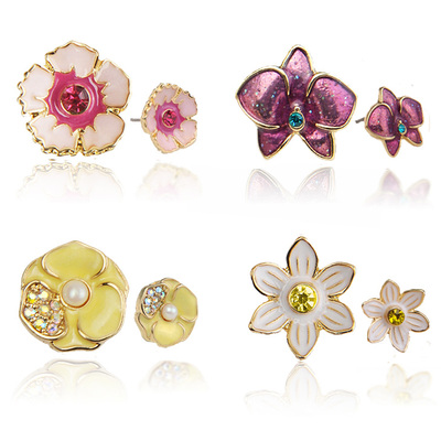 花语四季原创风韩国可爱珐琅耳钉