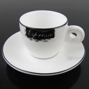 意式浓缩 黑边特浓 espresso 专业咖啡杯 加厚圆润纯白陶瓷含杯碟