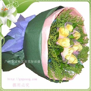 9朵 黄玫瑰 广州鲜花店 广州实体花店 BH1089 广州鲜花 广州花店