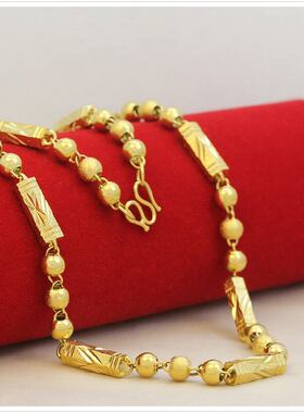 d8经典款黄金六角圆珠佛珠链项链