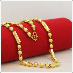 D8经典款黄金六角圆珠项链镀金项链男款佛珠链久不褪色霸气男士