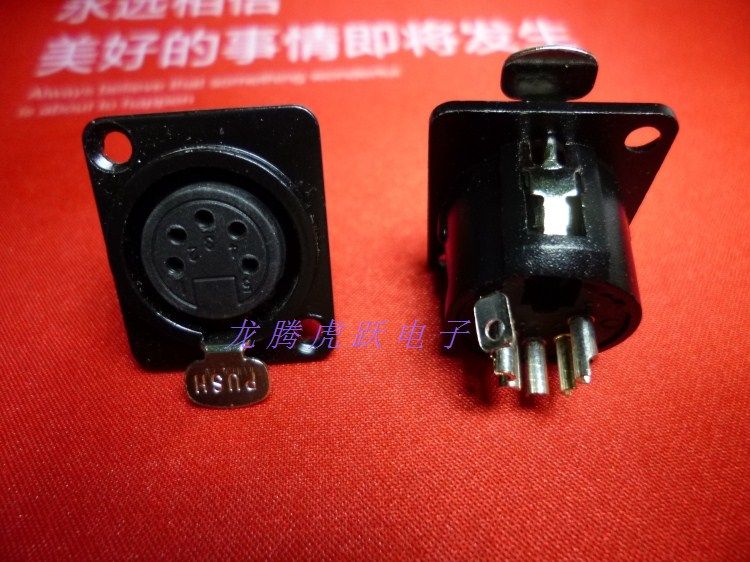 优质5芯卡龙座黑色五芯卡龙母座 5芯卡侬座 音响插座面板卡农座