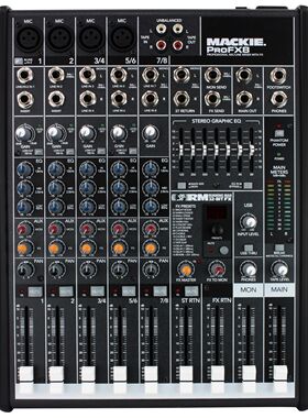RunningMan Pro FX8 V2 USB 带效果调音台-新版黑色包装