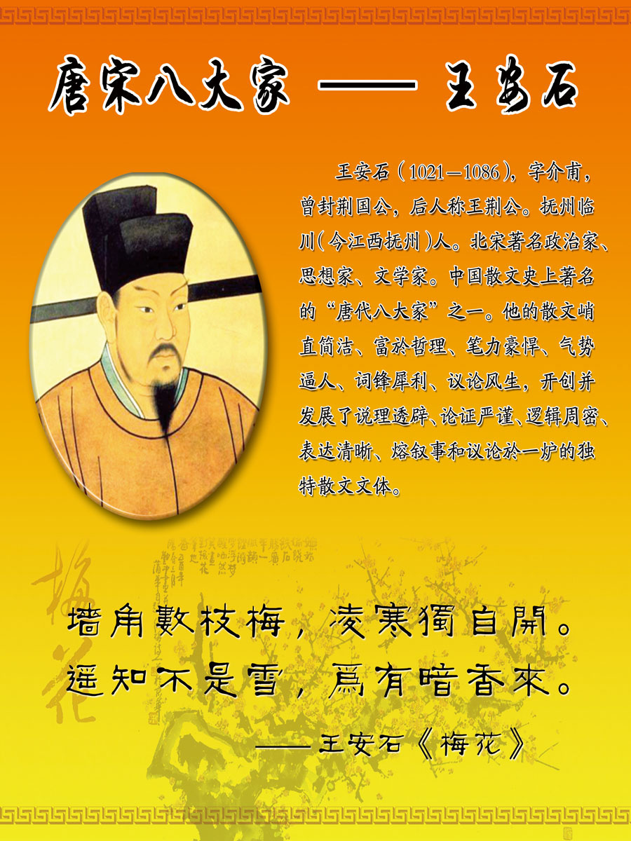 650海报印制定制展板素材405学校文化唐宋八大家 王安石简介