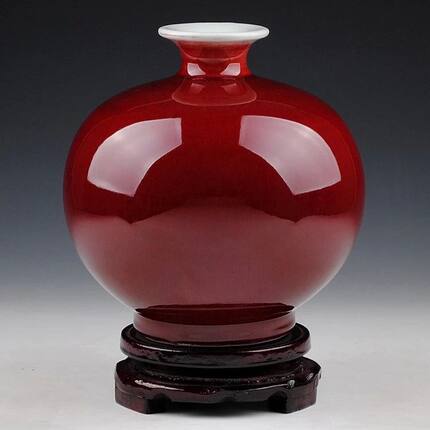 景德镇陶瓷器 郎红开片花瓶 石榴瓶 现代时尚客厅装饰工艺品摆件