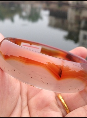 超冰透巴西天然红朱砂玛瑙手镯加宽加厚原矿玉石复古女闺蜜礼物17