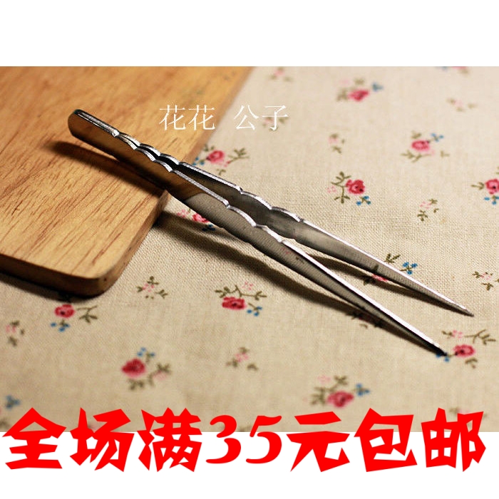 diy不锈刚尖头镊子弯头镊子手