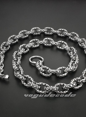 复古摇滚风心心相印钛钢项链