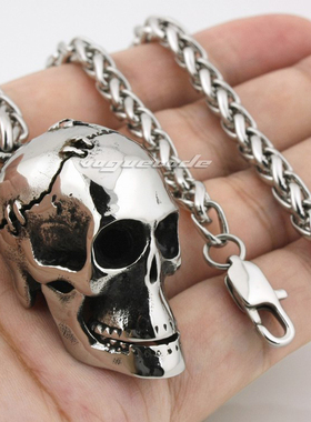 朋克风骷髅头钛钢吊坠