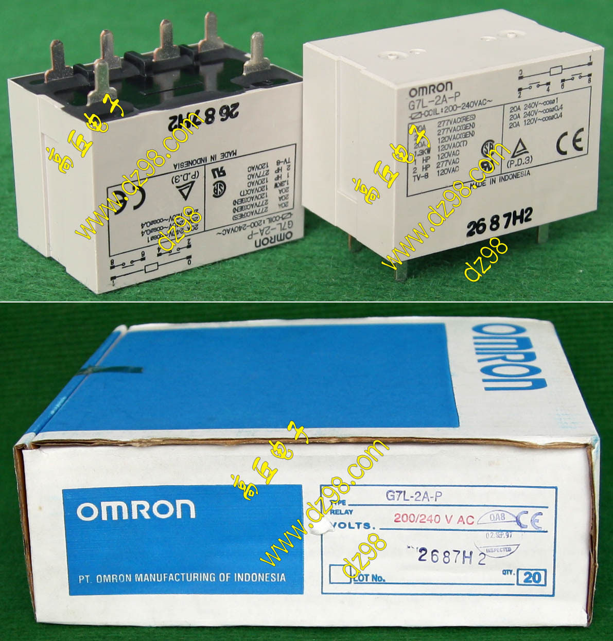 100%原装现货OMRON欧姆龙G7L-2A-P 200V-220V-240V继电器 20Ax2