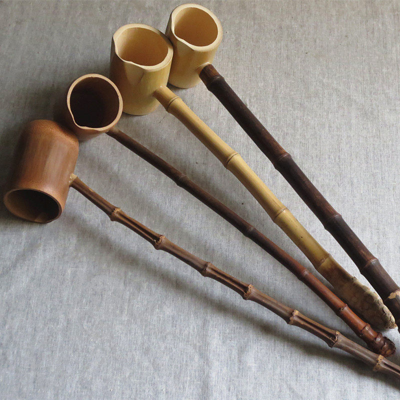 长柄竹水勺茶勺日式天然酒勺提吊子打水勺舀水勺水瓢紫竹茶道配件